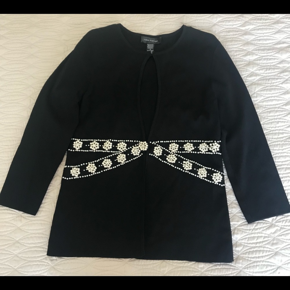 Black Knit Sweater Beautiful beads with a hook clasp.